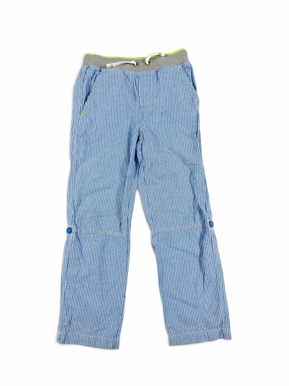 Mini Boden Roll Up Pants Blue White Stripe Convertible Cotton Size 8